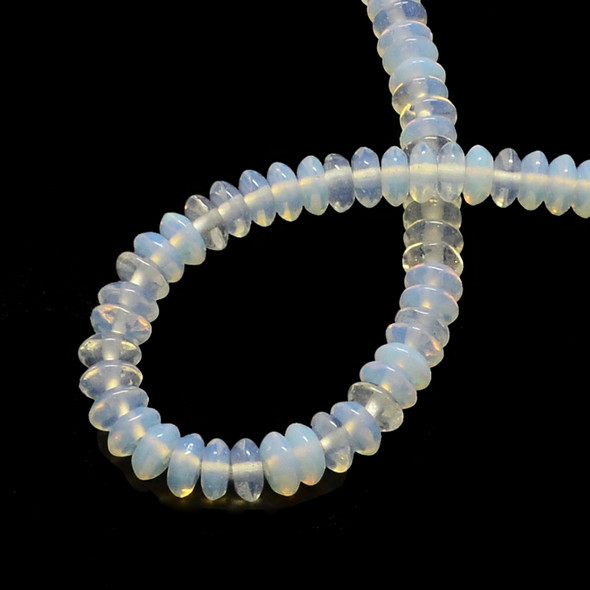Opalite, Glass, Smooth Rondelle, One 6x4mm Strand