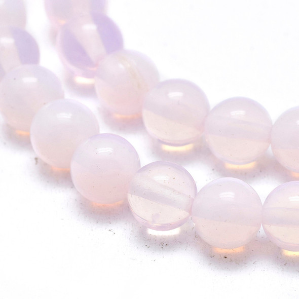 Opalite, Glass, Pink, Smooth Round, One 6mm Strand