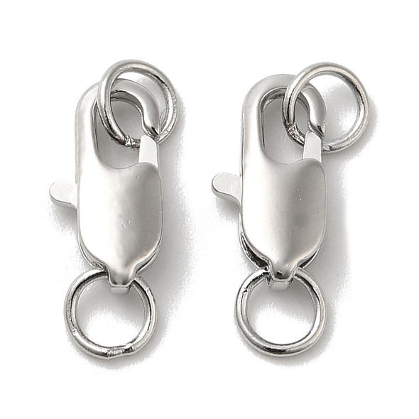 Lobster Claw Clasp, 12x6mm, Brass, Platinum Plated, 5 PCS