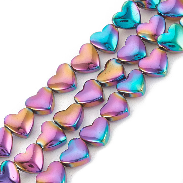 Electroplate Hematite, Synthetic, Non-Magnetic, Rainbow Plated, One 6mm Strand