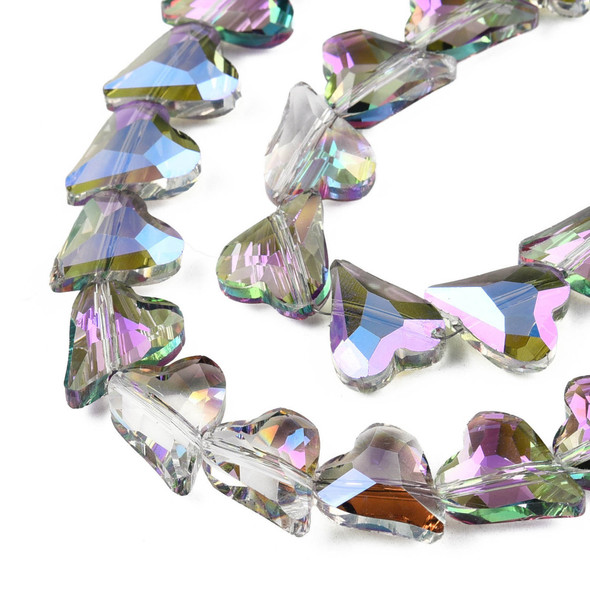 Electroplate Glass Beads, Faceted, Hearts, 12x10mm, Half Plated, Purple, 20 PCS