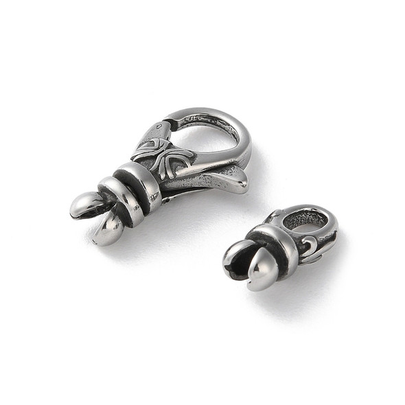 Lobster Claw Clasp, With Bail, 17x11mm, 316 Stainless Steel, 1 Set