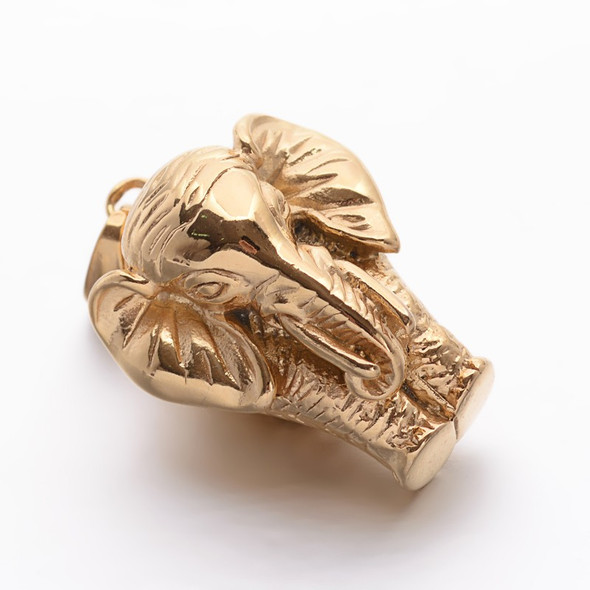 Elephant Pendant, Stainless Steel, Golden, 38x27x23mm