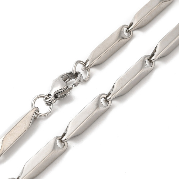 Stainless Steel Chain Necklace, 16x3mm, Rectangle Bar Link, 24 in.