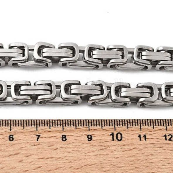 Stainless Steel Chain Necklace, 4mm, Byzantine, 28 in.