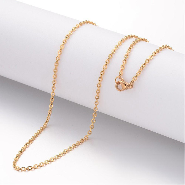 Stainless Steel Chain Necklace, Gold Ion Plated, 2mm, Cable Chain, 24 in.