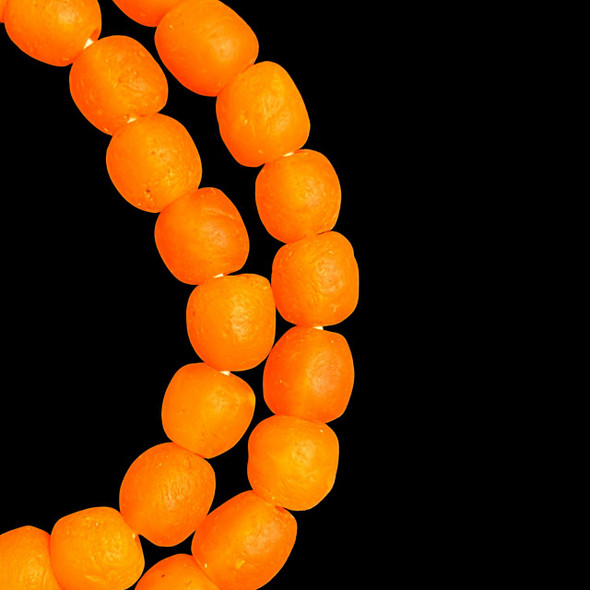African Glass, Recycled, Orange, 11mm, 20in Strand
