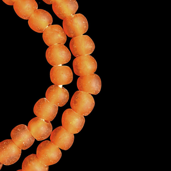 African Glass, Recycled, Burnt Orange, 11mm, 20in Strand