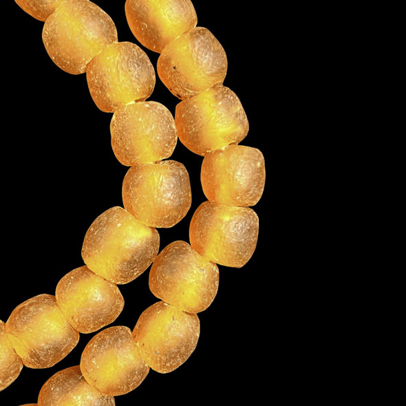 African Glass, Recycled, Amber, 11mm, 20in Strand