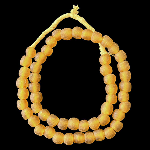 African Glass, Recycled, Amber, 11mm, 20in Strand
