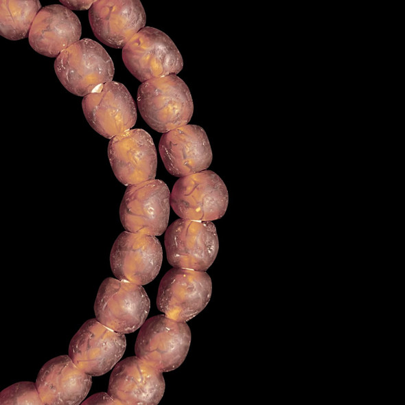 African Glass, Recycled, Brown & Black Crackle, 9mm, 20in Strand