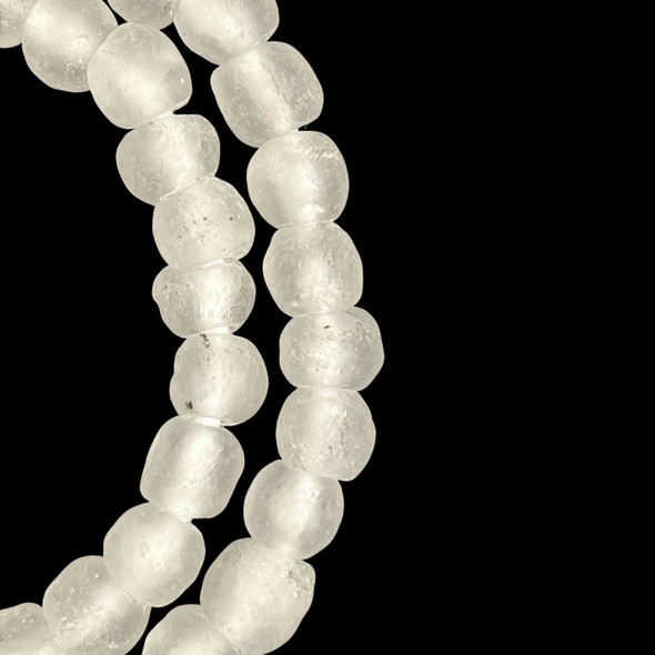 African Glass, Recycled, Crystal White, 11mm, 20in Strand