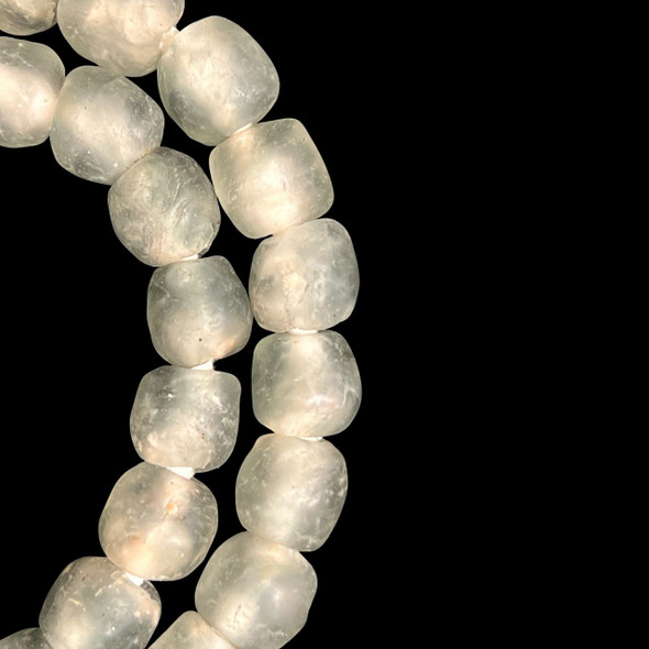 African Glass, Recycled, Smoke Grey, 11mm, 20in Strand