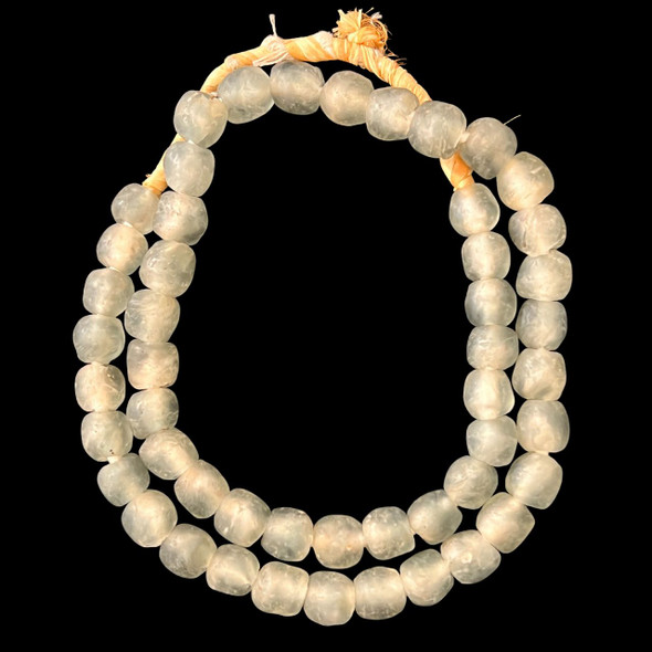 African Glass, Recycled, Smoke Grey, 11mm, 20in Strand