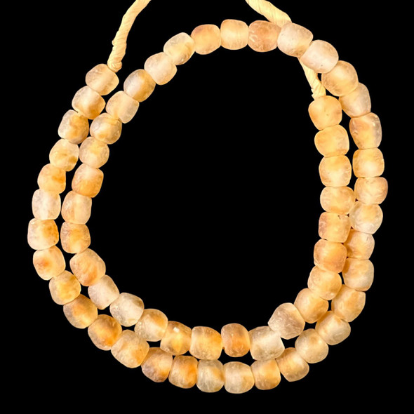 African Glass, Recycled, Clear & Golden, 11mm, 20in Strand