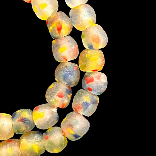 African Glass, Recycled, Multicolor, 15mm, 20in Strand