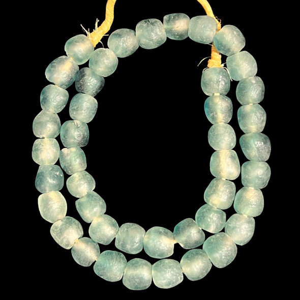 African Glass, Recycled, Clear & Montana Blue, 15mm, 20in Strand