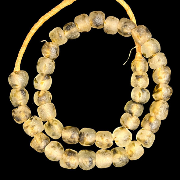 African Glass, Recycled, Clear & Seaweed Green, 15mm, 20in Strand