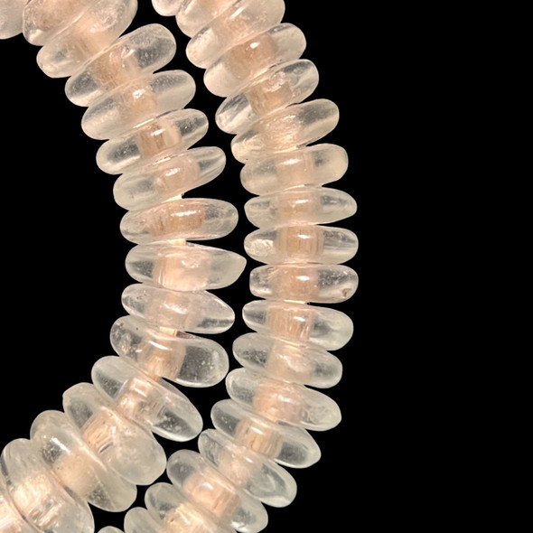 African Glass, Recycled, Rondelle, Clear, 12x4mm, 20in Strand