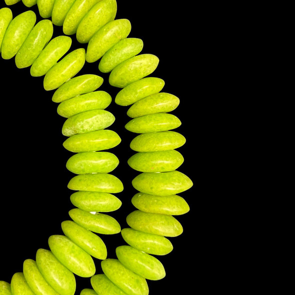 African Glass, Recycled, Rondelle, Ashanti, Green, 15x5mm, 22in Strand