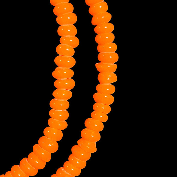 Indonesian Java Glass, Recycled, Donut, Orange, 6x4mm, 24in Strand