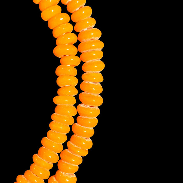 Indonesian Java Glass, Recycled, Donut, Orange Butterscotch, 6x4mm, 24in Strand