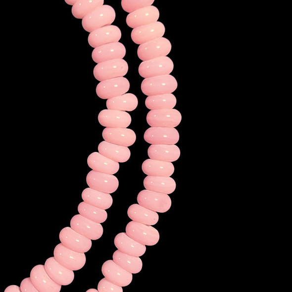 Indonesian Java Glass, Recycled, Donut, Pink, 6x4mm, 24in Strand