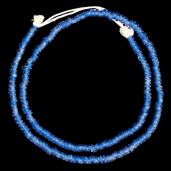 Indonesian Java Glass, Recycled, Donut, Blue, 6x4mm, 24in Strand