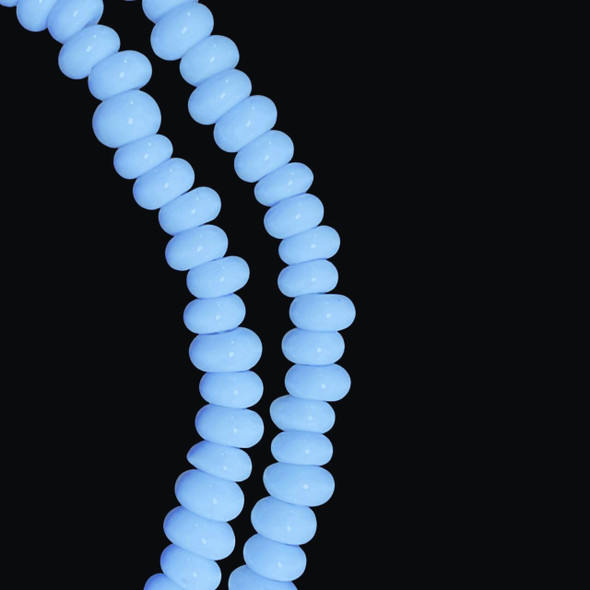 Indonesian Java Glass, Recycled, Donut, Baby Blue, 6x4mm, 24in Strand