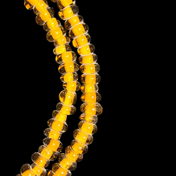 Indonesian Java Glass, Recycled, Donut, Amber, 6x4mm, 24in Strand