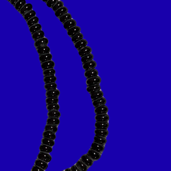 Indonesian Java Glass, Recycled, Donut, Black, 6x4mm, 24in Strand