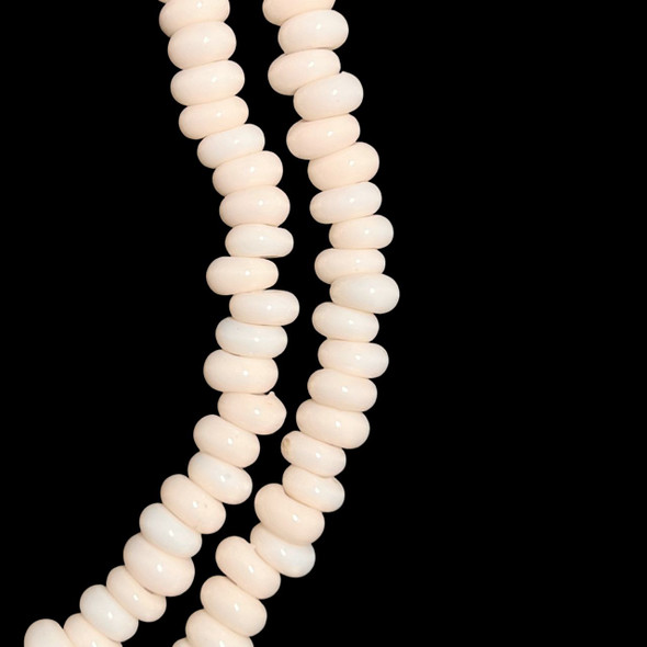 Indonesian Java Glass, Recycled, Donut, White Ivory, 6x4mm, 24in Strand