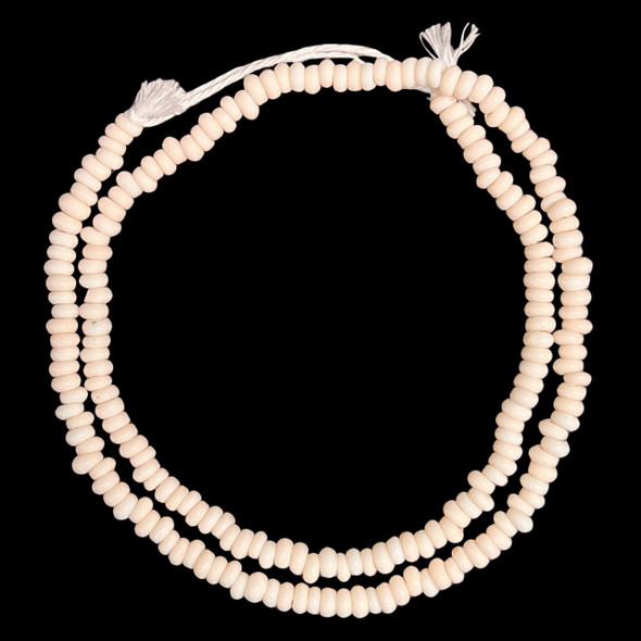 Indonesian Java Glass, Recycled, Donut, White Ivory, 6x4mm, 24in Strand