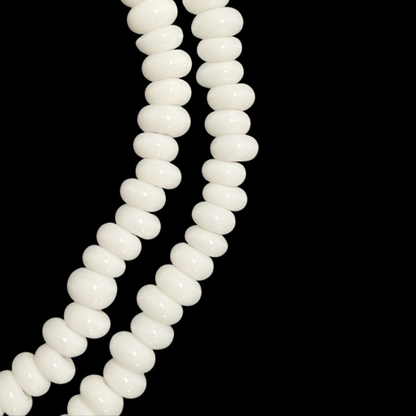 Indonesian Java Glass, Recycled, Donut, White, 6x4mm, 24in Strand