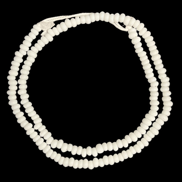 Indonesian Java Glass, Recycled, Donut, White, 6x4mm, 24in Strand