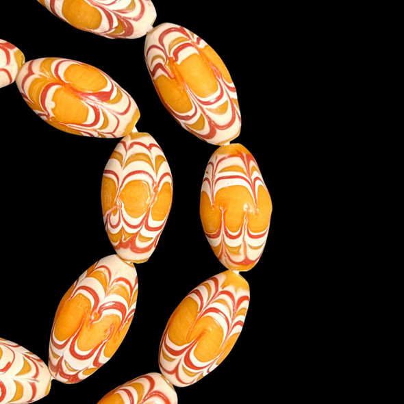 Indonesian Java Glass, Chevron, Yellow, 25x13mm, 18in Strand