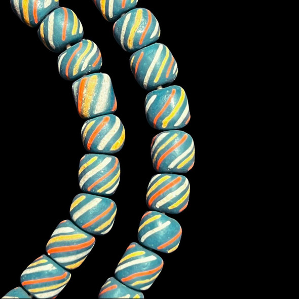 Indonesian Java Glass, Gooseberry, Teal, 8mm, 24in Strand