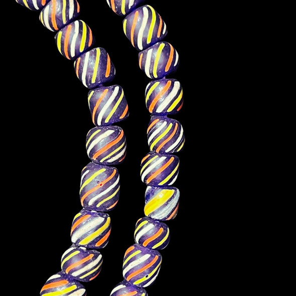 Indonesian Java Glass, Gooseberry, Dark Blue, 8mm, 24in Strand