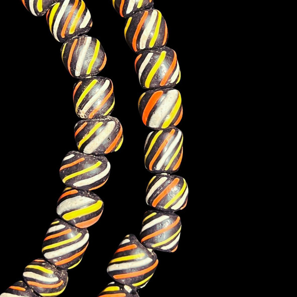 Indonesian Java Glass, Gooseberry, Black, 8mm, 24in Strand