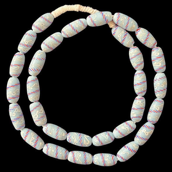 Indonesian Java Glass, Lewis & Clark, Blue, 24x12mm, 28in Strand