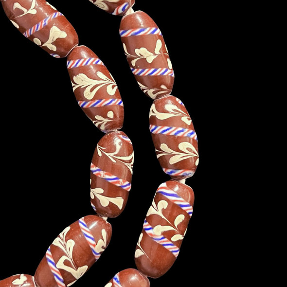 Indonesian Java Glass, Lewis & Clark, Brown, 24x12mm, 28in Strand