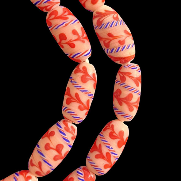 Indonesian Java Glass, Lewis & Clark, Pink, 24x12mm, 28in Strand