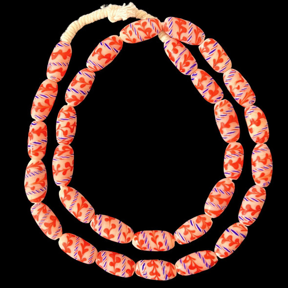 Indonesian Java Glass, Lewis & Clark, Pink, 24x12mm, 28in Strand