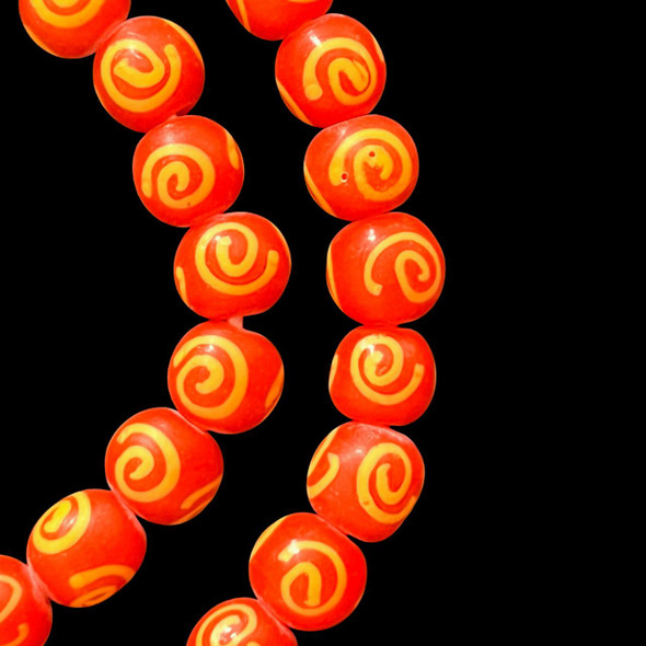 African Glass, Evil Eye, Red & Yellow, 11mm, 25in Strand