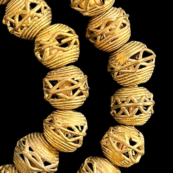 Ghana Brass, Ashanti, Round, 15mm, 20in Strand