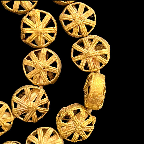 Ghana Brass, Ashanti, Flat Round, 18x10mm, 20in Strand