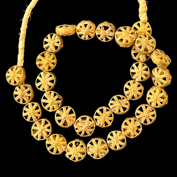 Ghana Brass, Ashanti, Flat Round, 18x10mm, 20in Strand