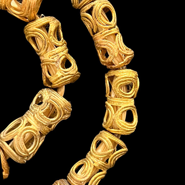 Ghana Brass, Ashanti, Cylinder, 22x10mm, 18in Strand