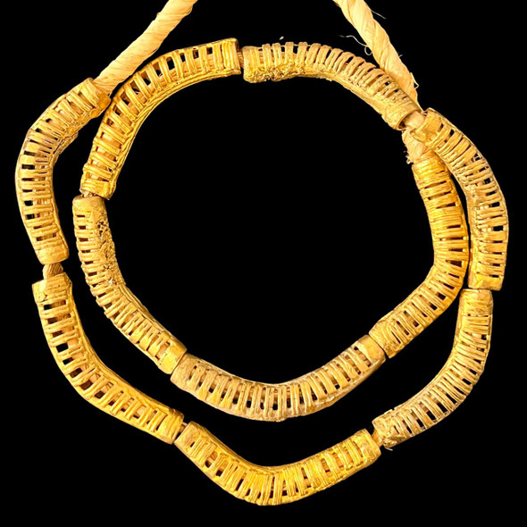 Ghana Brass, Ashanti, Curved Cylinder, approx. 52x10mm, 20in Strand