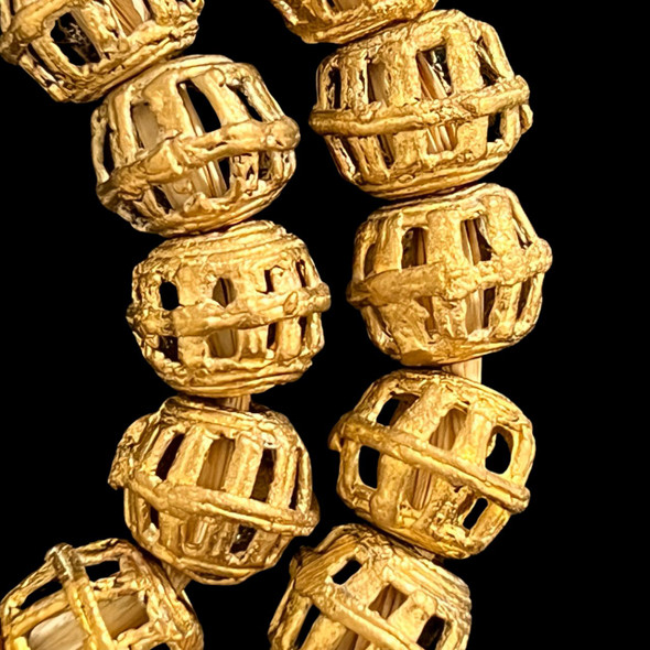 Ghana Brass, Ashanti, Round, 12x15mm, 20in Strand